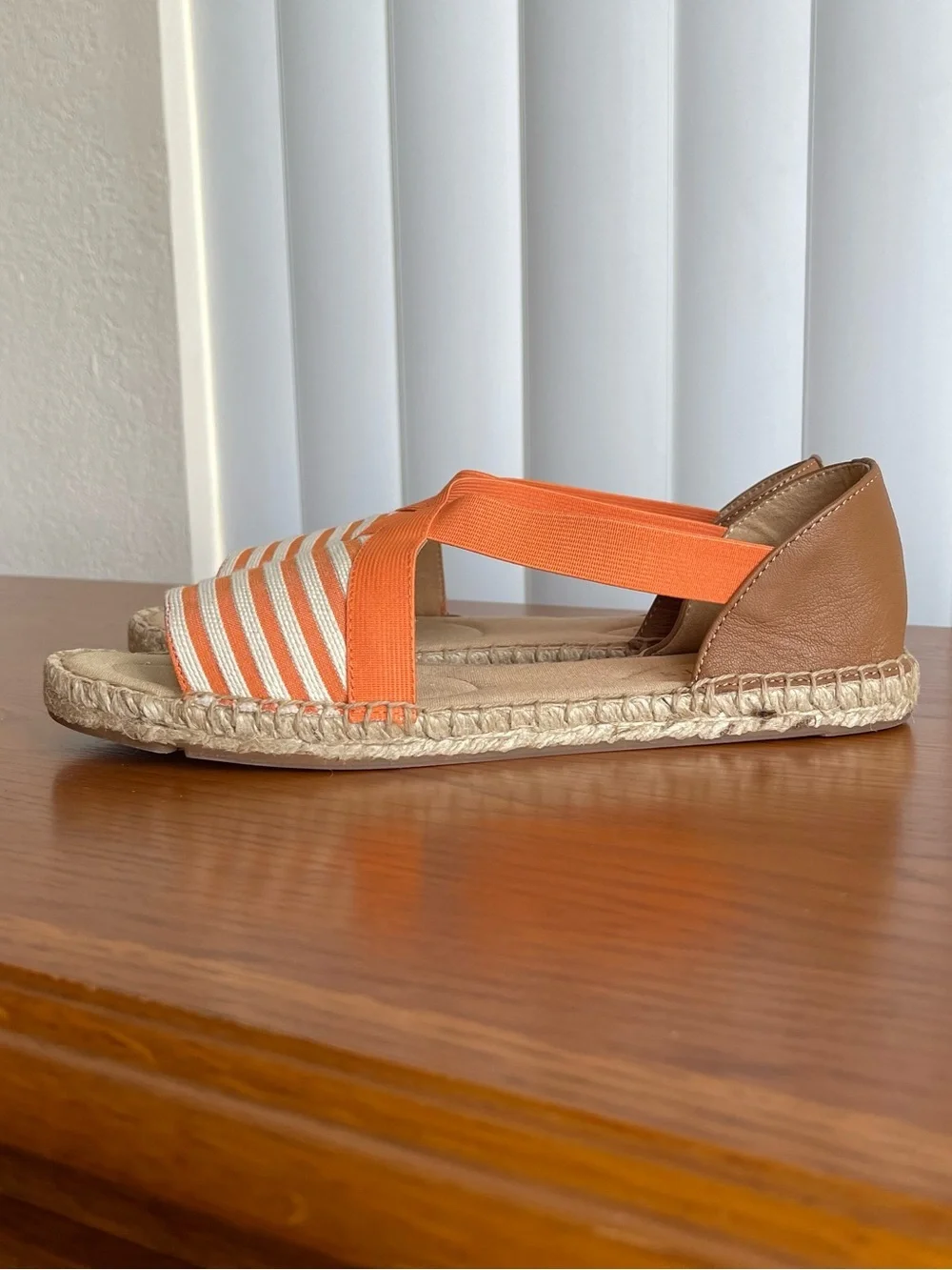 Talbots Illysa Espadrille Sandals Orange Cream Striped Size 7.5